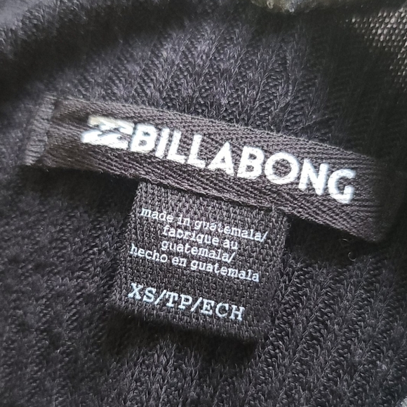 Billabong Thermal Raglan Top Size XSmall Loose Fit Black Grey - Picture 2 of 4